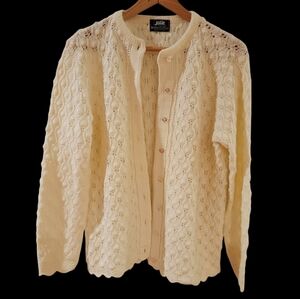 Vintage Jolie Knitwear‎ Popcorn Knit Cardigan Cream Size M/L